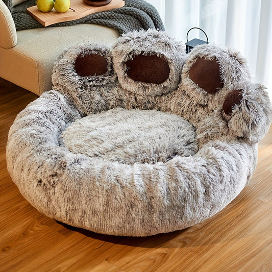 Cute Bear Paw Shape Plush Dog Bed & Cat Bed