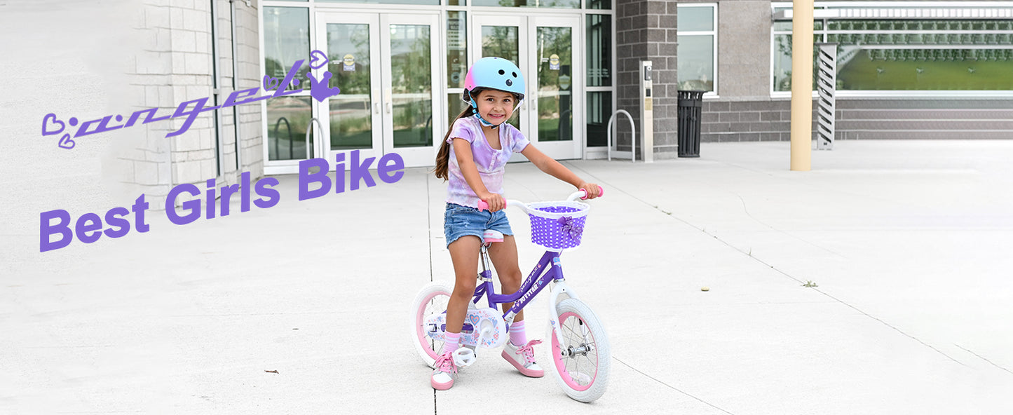 US warehouse Colorful Girls Bike with Basket & Training Wheels 12 14 16 18 Inch Kids Bike Foot Brake