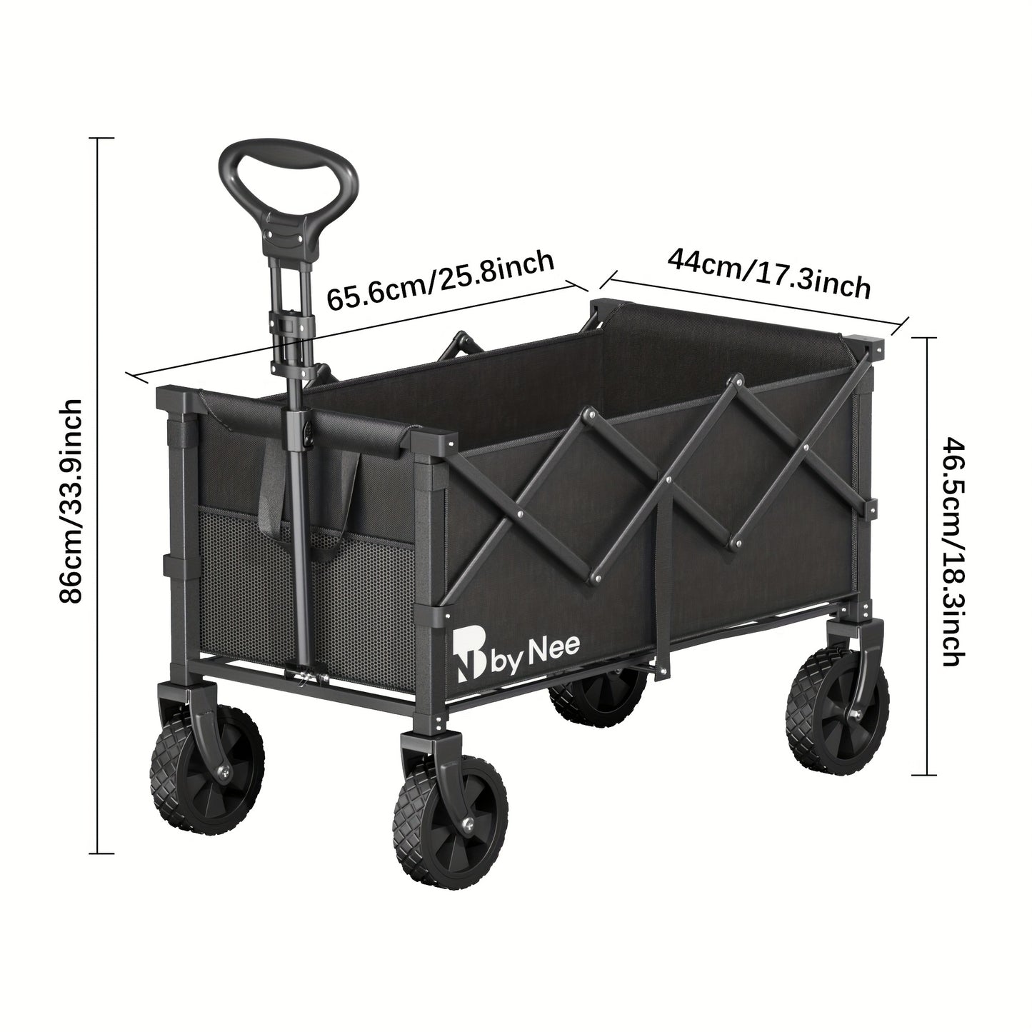 Heavy Duty Collapsible Cart With All Terrain Tires, Strong Load Bearing, Iron Frame, Track And Field