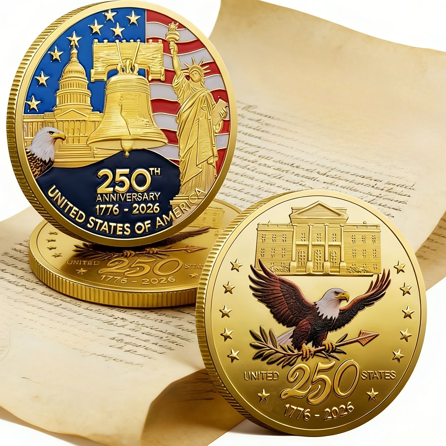 12pcs 2026 U.S. Independence 250th Anniversary Coin Set - 1776-2026 Replica Coins,W/Plastic Case