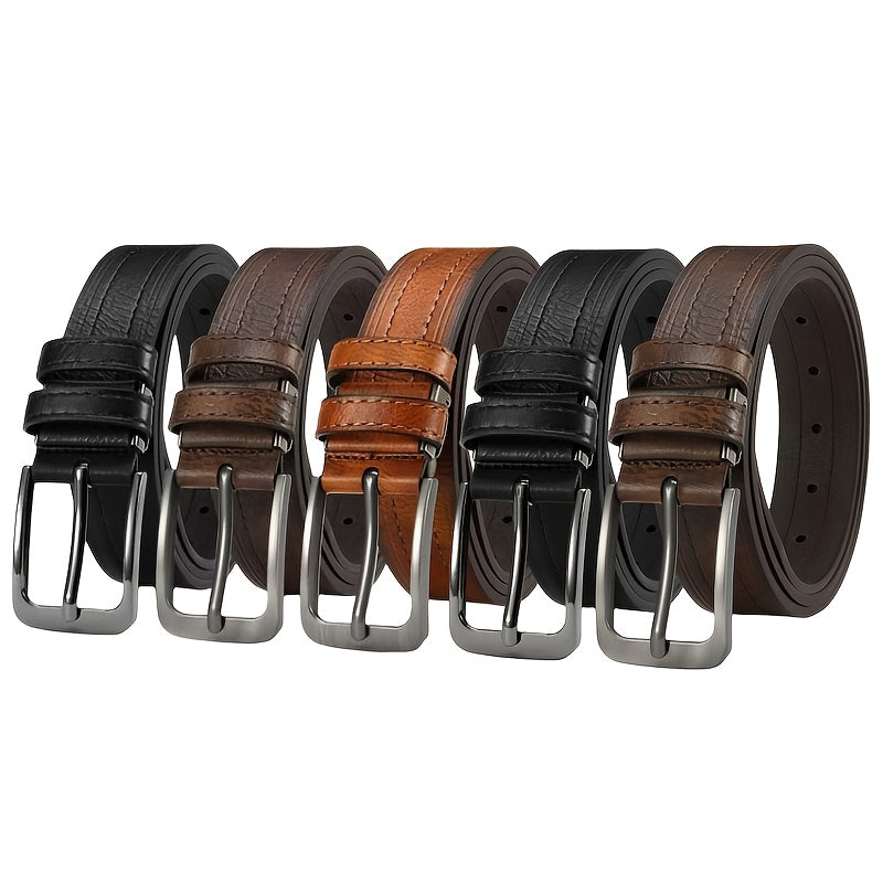 YOORAN Men's Leather Belt 5 Pack - Pin Buckle Casual Cowhide Men's Fashion Classic Vintage Jean's