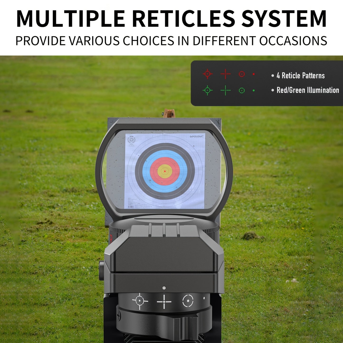 1X22X33 Red/Green Dot Gun Sight with 20mm Rail - Tactical Red Dot Sight, 4 Reticle Patterns