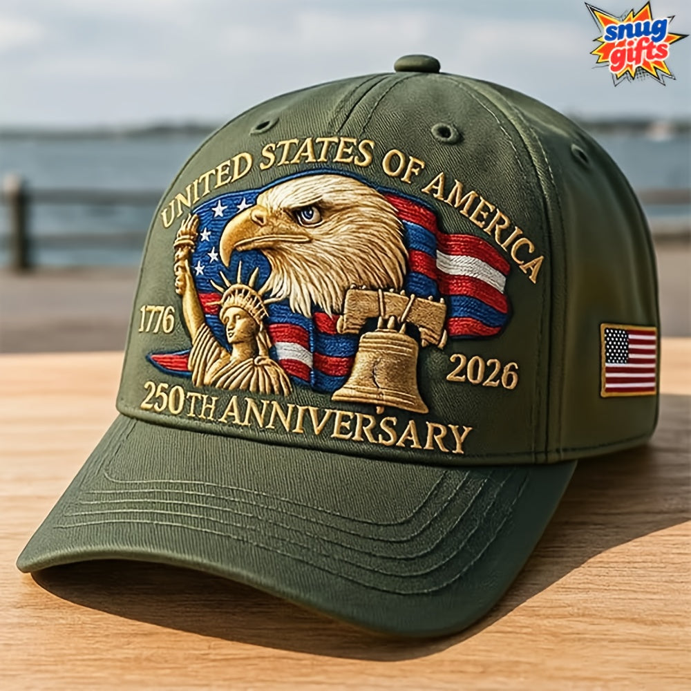 Patriotic Baseball Cap - United States 250th Anniversary Eagle Design - Adjustable Snapback, Lightweight & Comfortable - 250th Birthday of America with Eagle & 1776-2026 Years - Unisex Commemorative Gift for Veterans, History