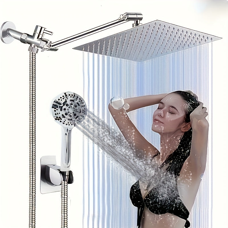 Luxury Modern Shower System Combo: 13" Square Rainfall & 4-Mode Handheld, Polished Copper Finish