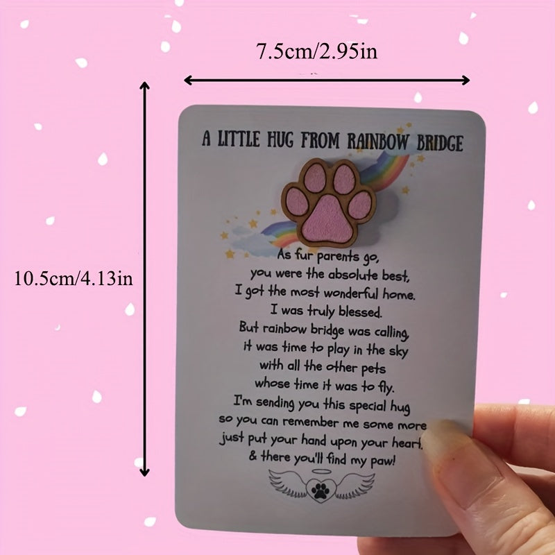 Pet Paw Rainbow Bridge Pocket Hug Keepsake, Hug Gift, Sympathy Card