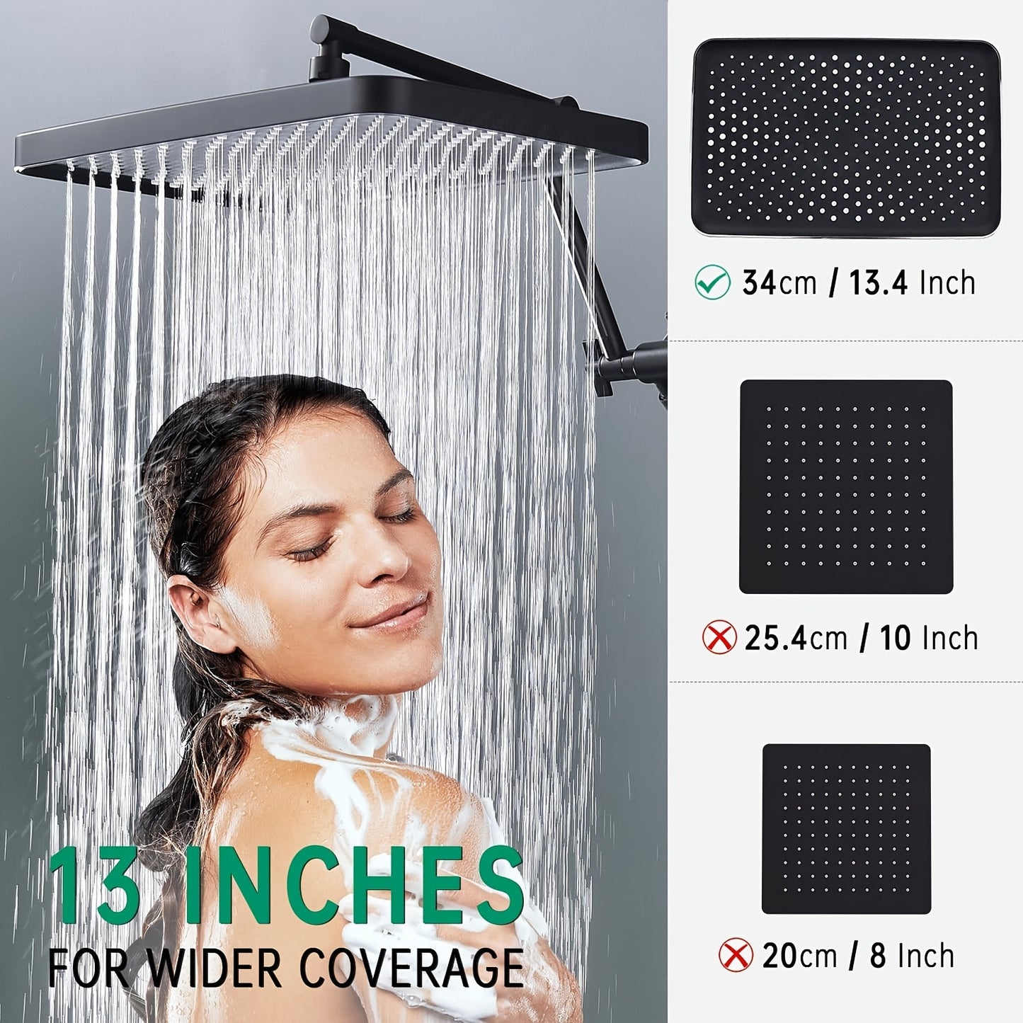 Luxury Modern Shower System Combo: 13" Square Rainfall & 4-Mode Handheld, Polished Copper Finish