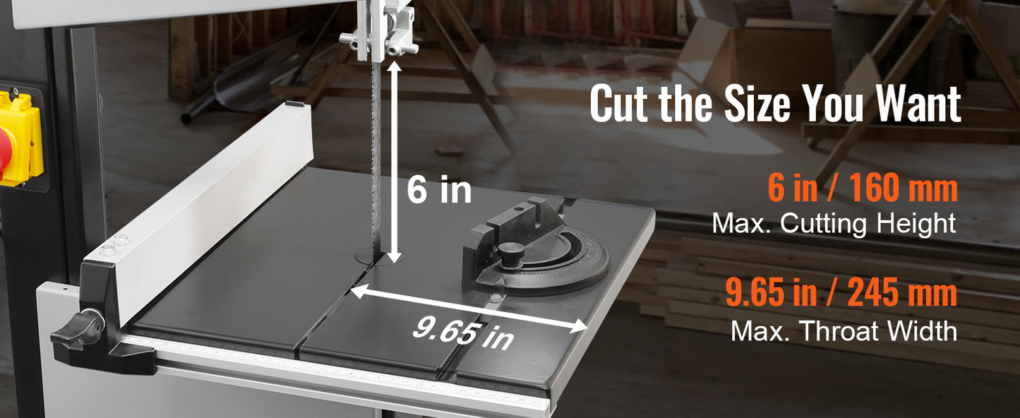 VEVOR 10/14Inch Band Saw 2-Speed Continuously Viable Benchtop Bandsaw with Optimized Work Light