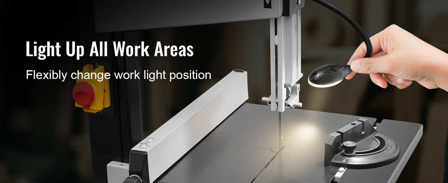 VEVOR 10/14Inch Band Saw 2-Speed Continuously Viable Benchtop Bandsaw with Optimized Work Light