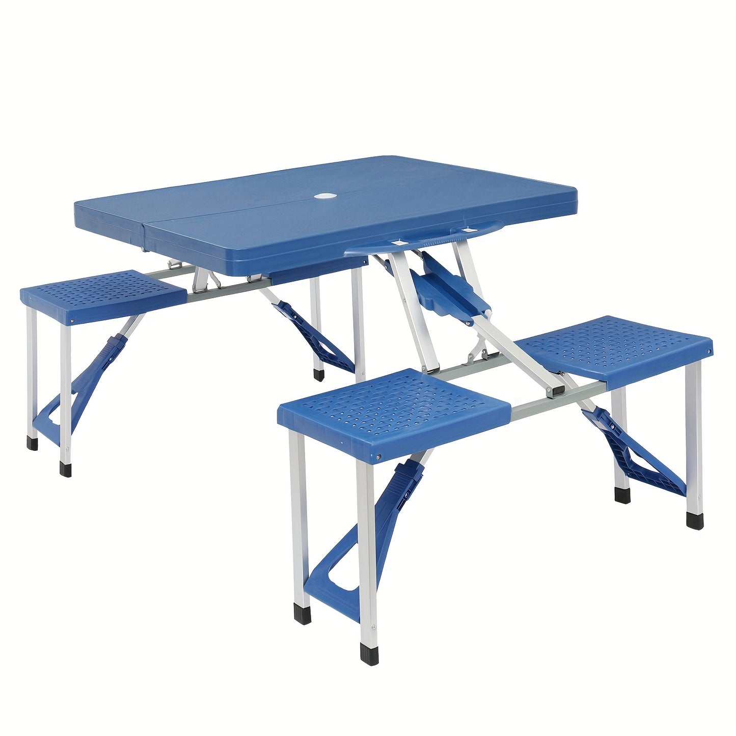 Blue Plastic Camping Table And Chair Set, Combined Table And Chair, 53.35*32.68*25.79inch, 110.23LB