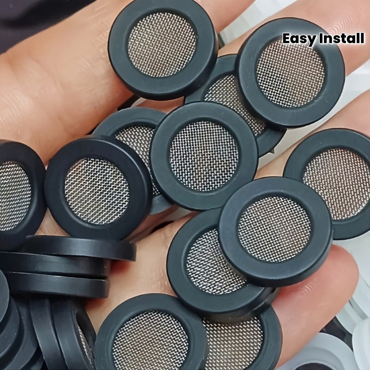 25pcs Black Plastic Shower Head Filter w/Stainless Steel Mesh Fits 1/2" Shower Hose & Nozzle