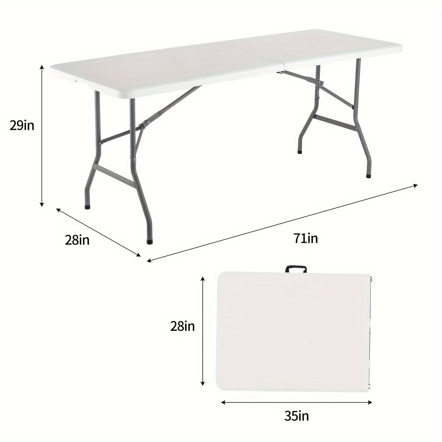 4FT/6FT Plastic Folding Table, Portable Dining Table Indoor Outdoor W/Carrying Handle, Locks, White