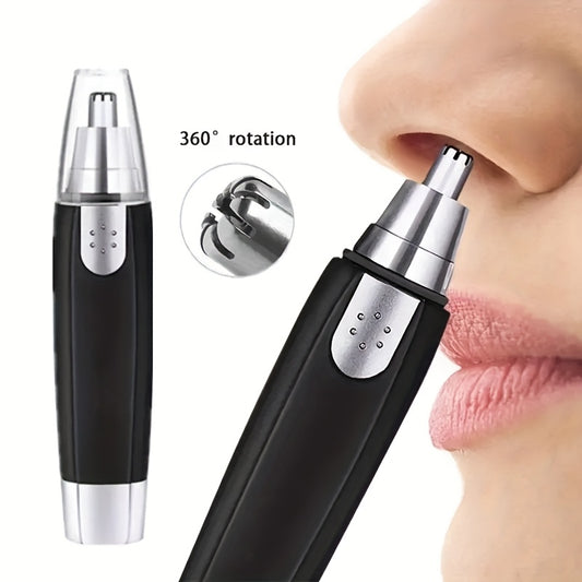1pc Professional Nose & Ear Hair Trimmer - 360° Rotating Stainless Steel Head, Electric Trimmer