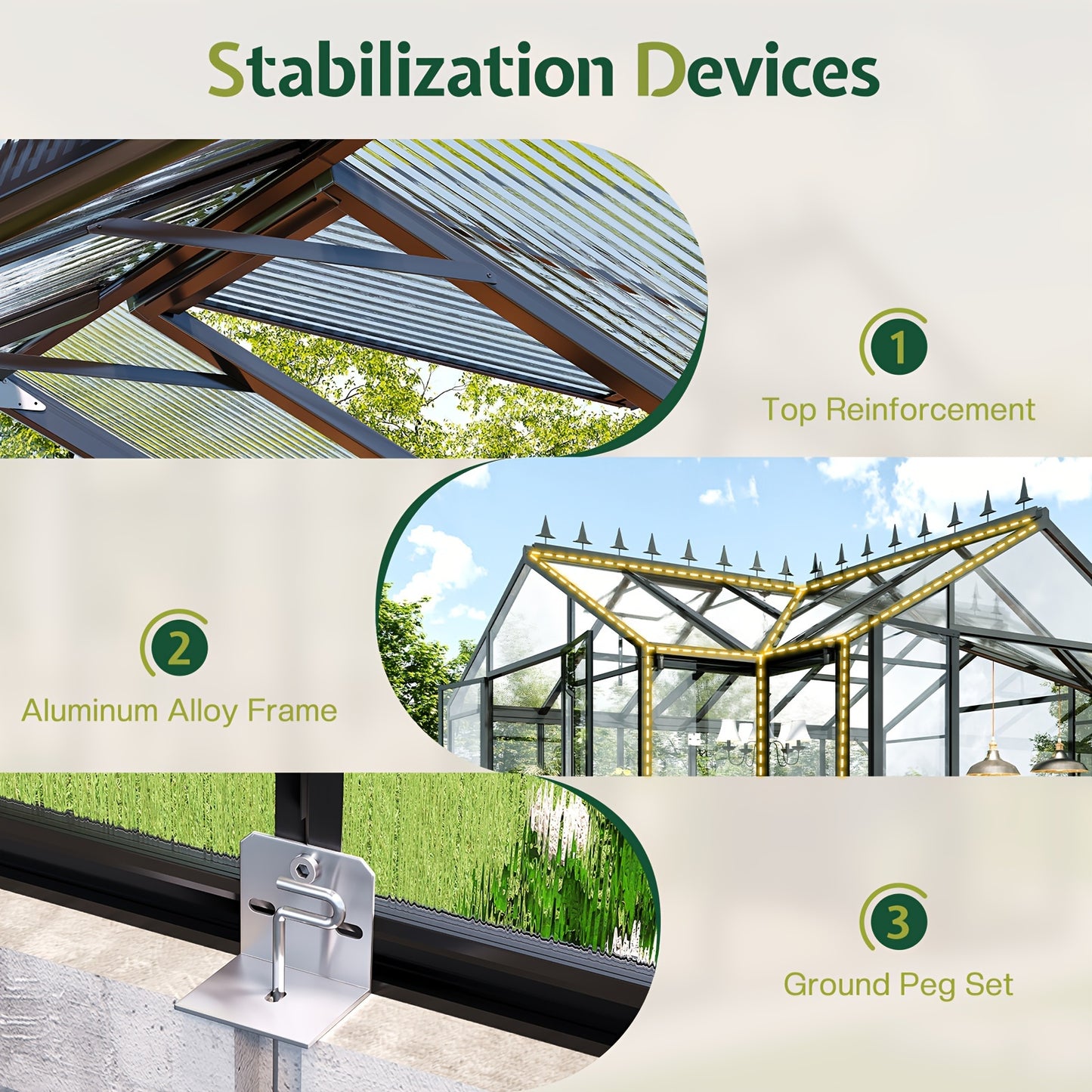 12x10x8 FT Chalet Greenhouse With Quick-Connect Fittings, Greenhouses With 2 Vents