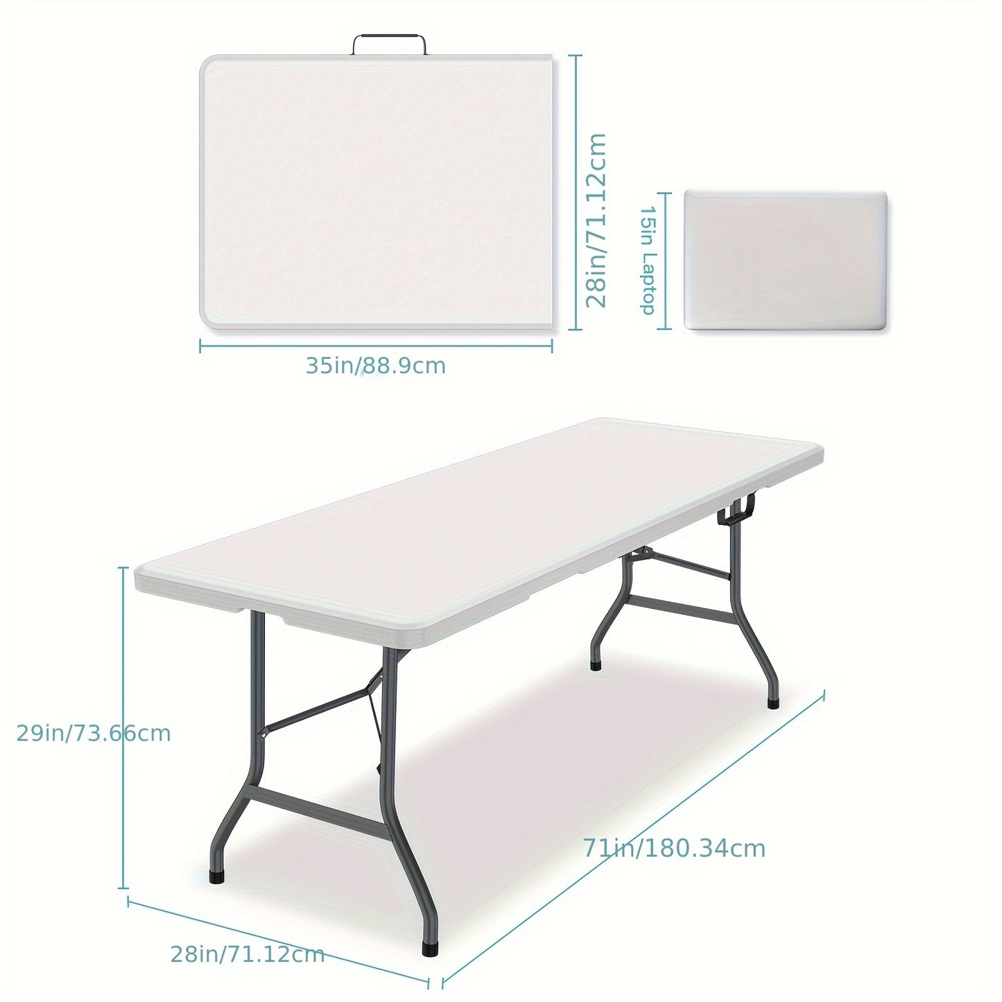 4FT/6FT Plastic Folding Table, Portable Dining Table Indoor Outdoor W/Carrying Handle, Locks, White