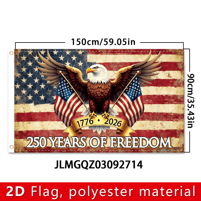 American 250th Anniversary Decorative Background Banner, 150cm/90cm, 59.05in/35.43in, Polyester Flag