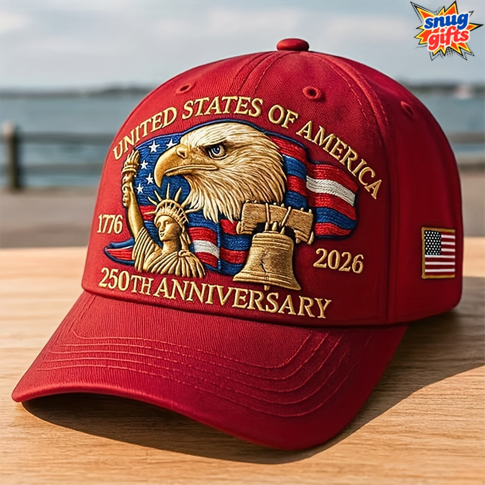 Patriotic Baseball Cap - United States 250th Anniversary Eagle Design - Adjustable Snapback, Lightweight & Comfortable - 250th Birthday of America with Eagle & 1776-2026 Years - Unisex Commemorative Gift for Veterans, History
