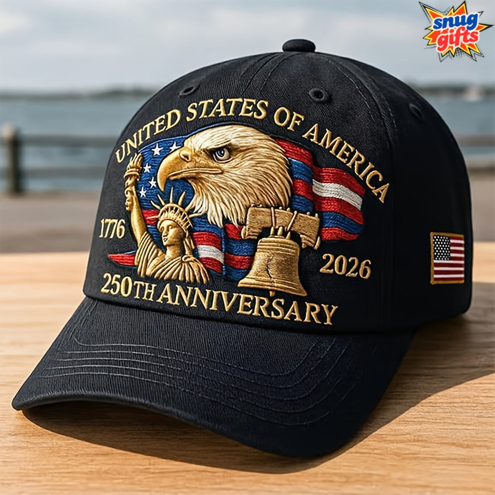 Patriotic Baseball Cap - United States 250th Anniversary Eagle Design - Adjustable Snapback, Lightweight & Comfortable - 250th Birthday of America with Eagle & 1776-2026 Years - Unisex Commemorative Gift for Veterans, History