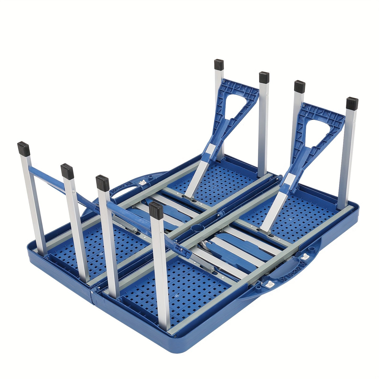 Blue Plastic Camping Table And Chair Set, Combined Table And Chair, 53.35*32.68*25.79inch, 110.23LB