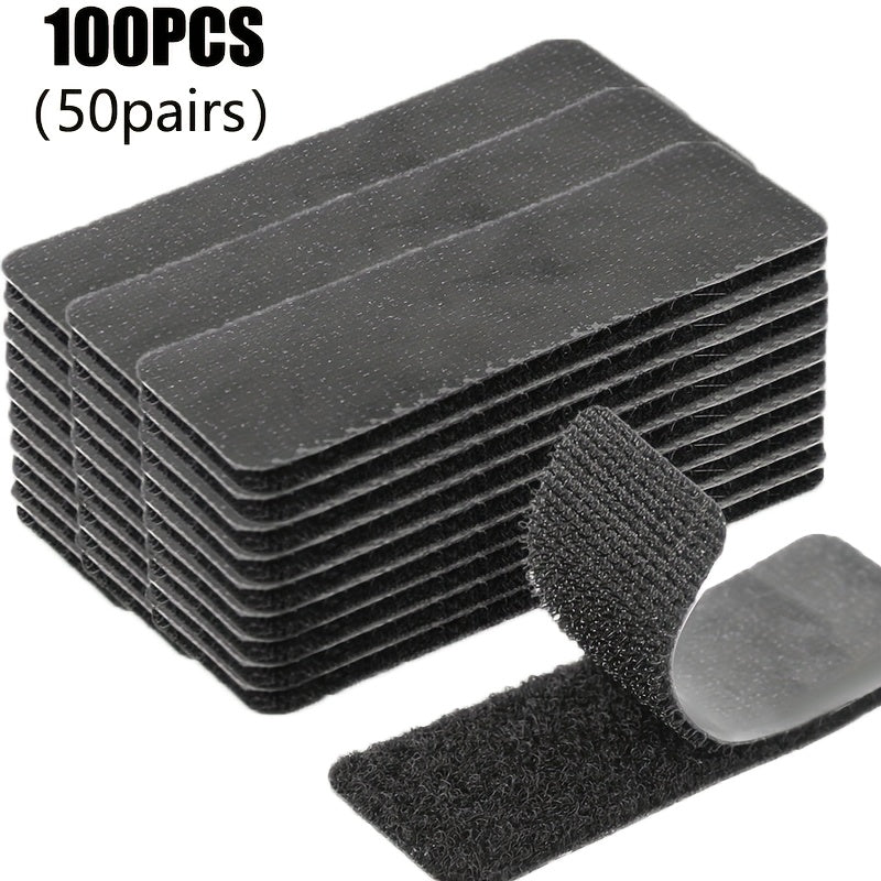 100pcs of Strong Self-Adhesive - 2.76 Inches Black Non-Slip Straps - Removable Without Damage