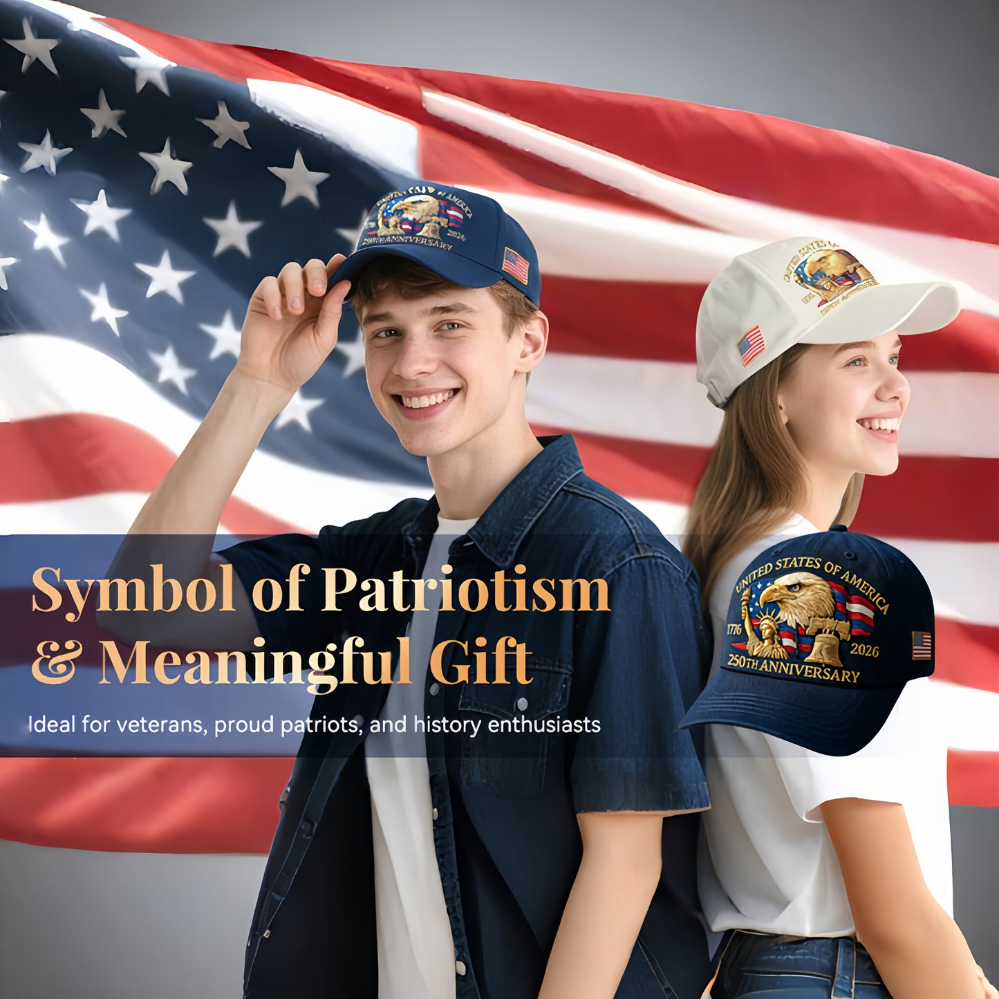 Patriotic Baseball Cap - United States 250th Anniversary Eagle Design - Adjustable Snapback, Lightweight & Comfortable - 250th Birthday of America with Eagle & 1776-2026 Years - Unisex Commemorative Gift for Veterans, History