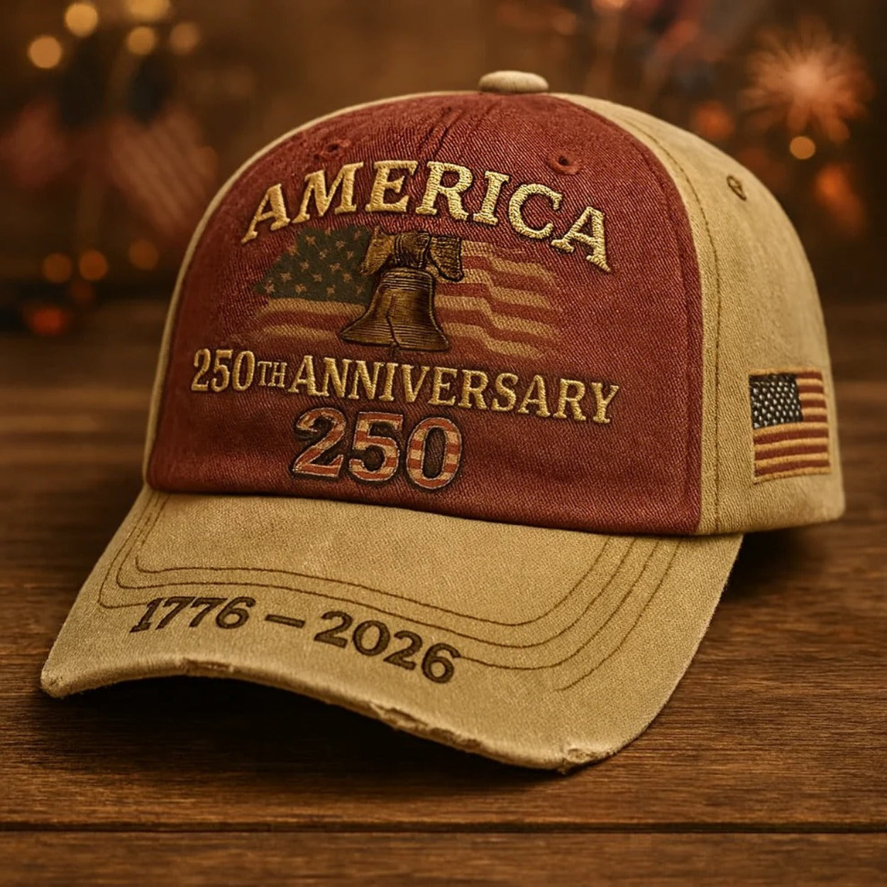 250th Anniversary Patriotic Baseball Cap | USA , Adjustable Retro Embroidered