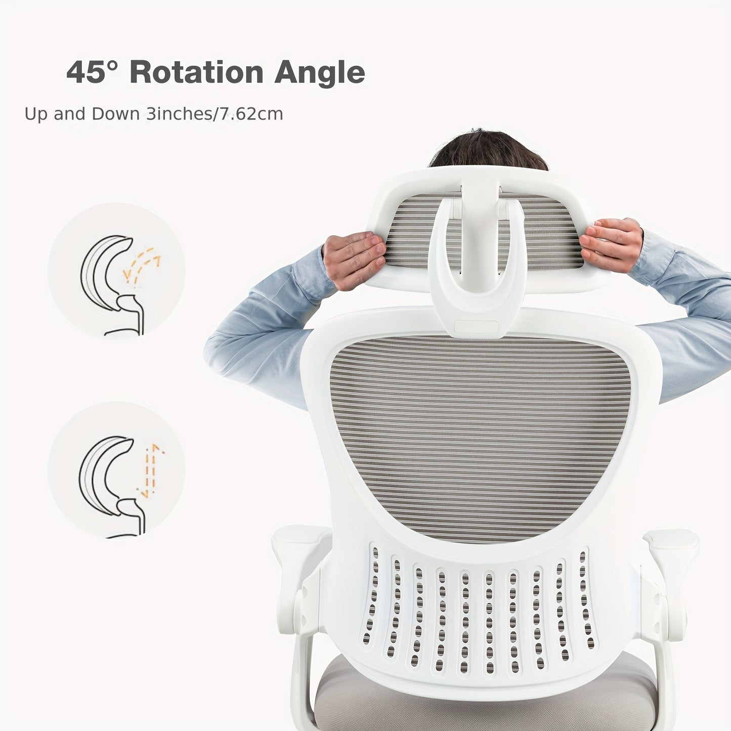 Executive Comfort High-Back Mesh Office Chair - Ergonomic Lumbar Support, Headrest, Flip-up Arms