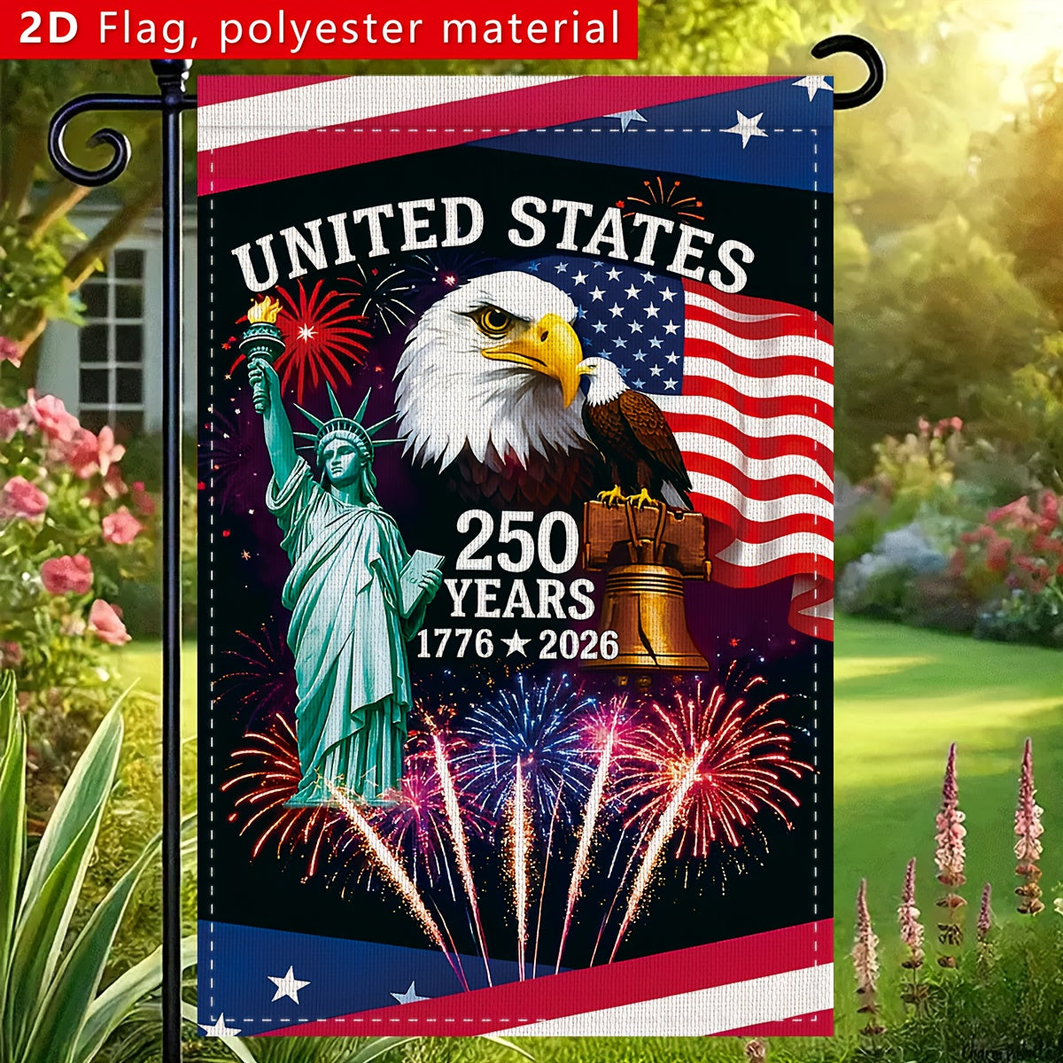 2D Flat, 2D flat banner, 1pc American 250th anniversary decoration, 30cm/45cm, 12in/18in