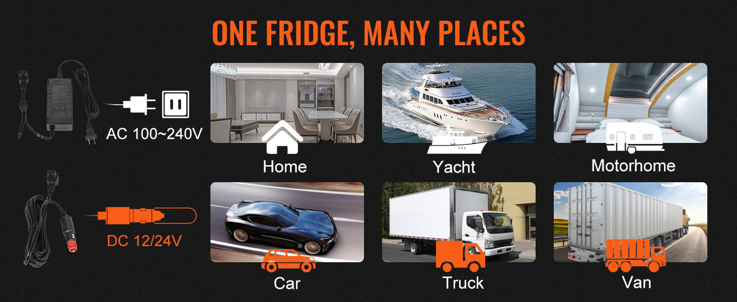 SucceBuy 45L Car Refrigerator Mini Fridge Freezer Portable Compressor Cooler