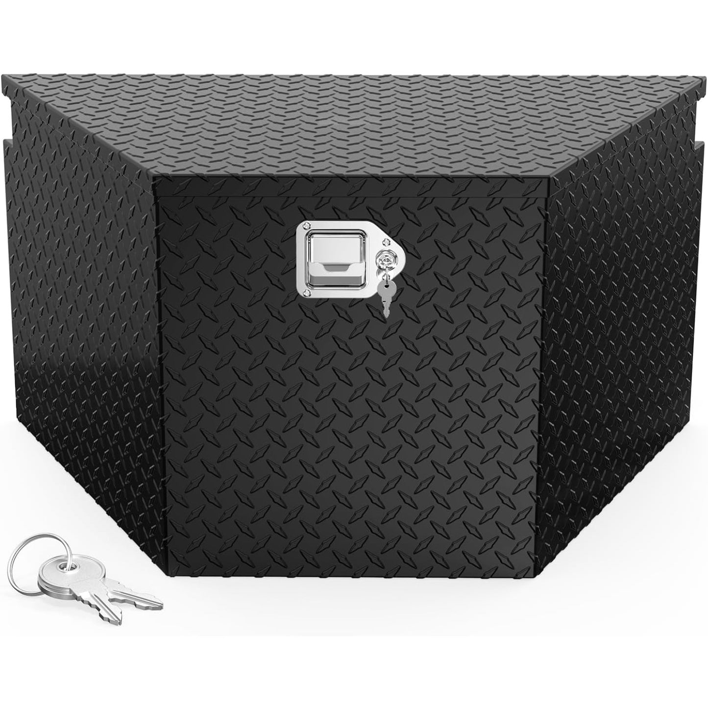 Aluminum truck toolbox with T-shaped handle lock and key, made of aluminum