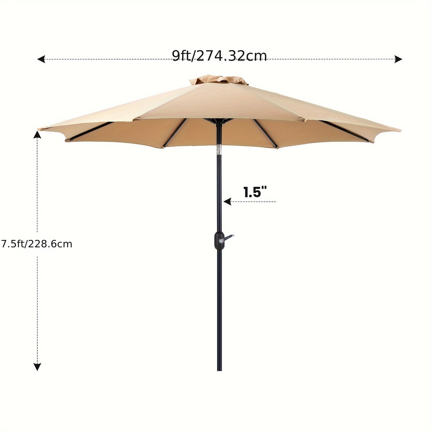 9 FT Outdoor Umbrella, Patio Table Umbrella with Push Button Tilt and Crank