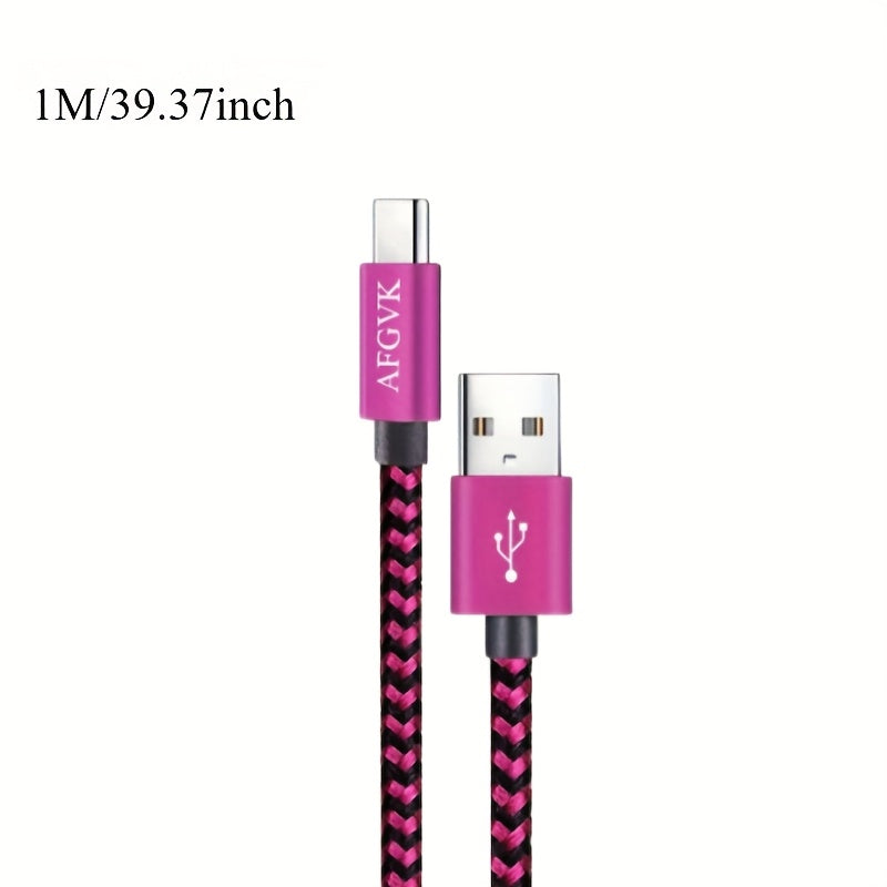 5 Pack Nylon Braided USB C Cables | 3A Fast Charging, Supports 50-80W Output Power