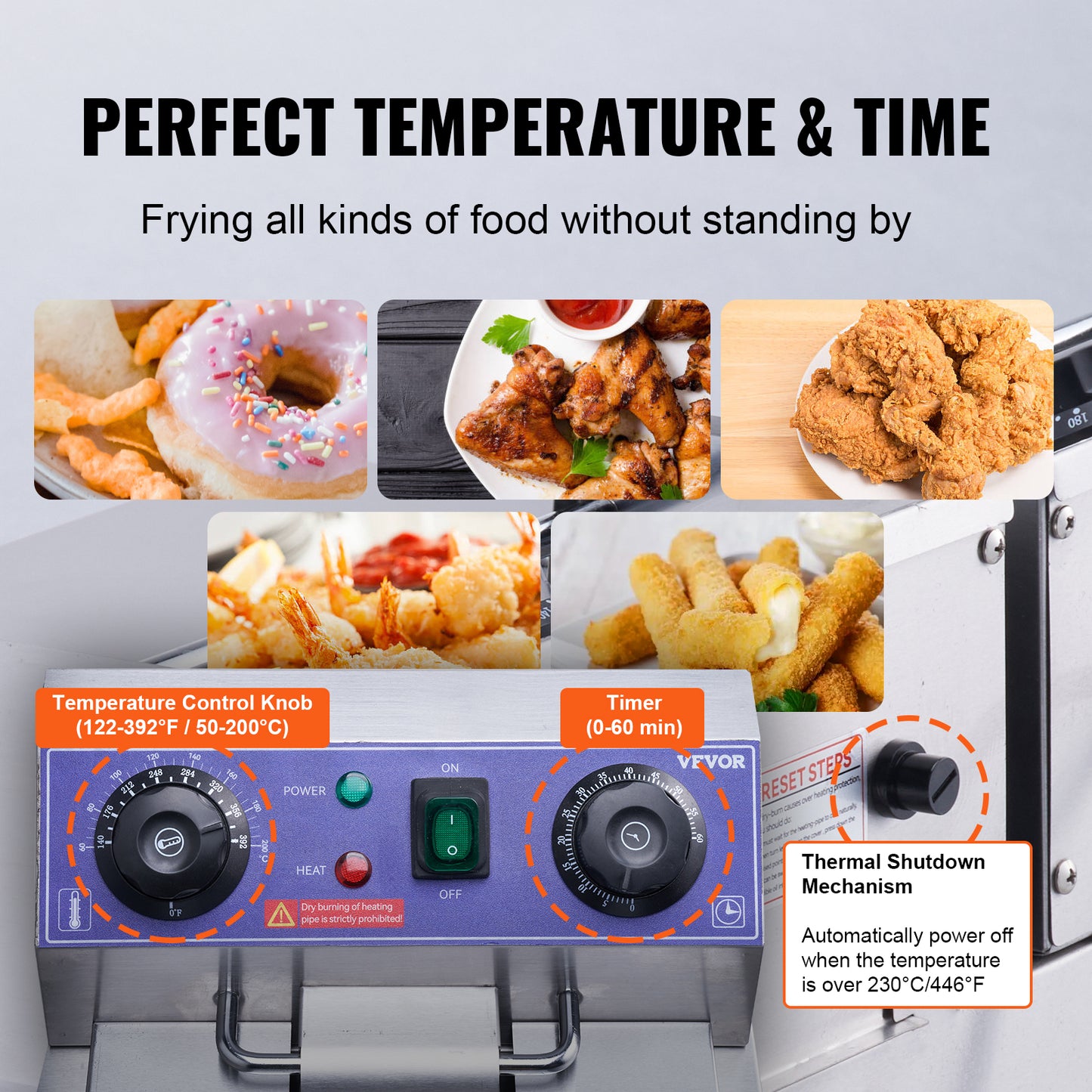 VEVOR  Electric Deep Fryer w/Dual Removable Tanks 12L 5000W Commercial Countertop Fryer