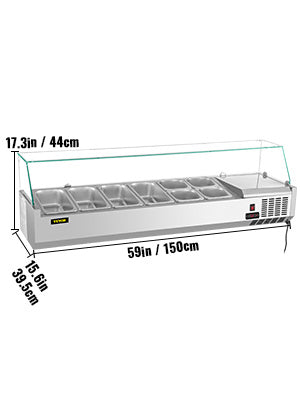 VEVOR 40/60" Auto Defr Refrigerated Condiment Prep Station Temp Display Sandwich Salad Prep Table