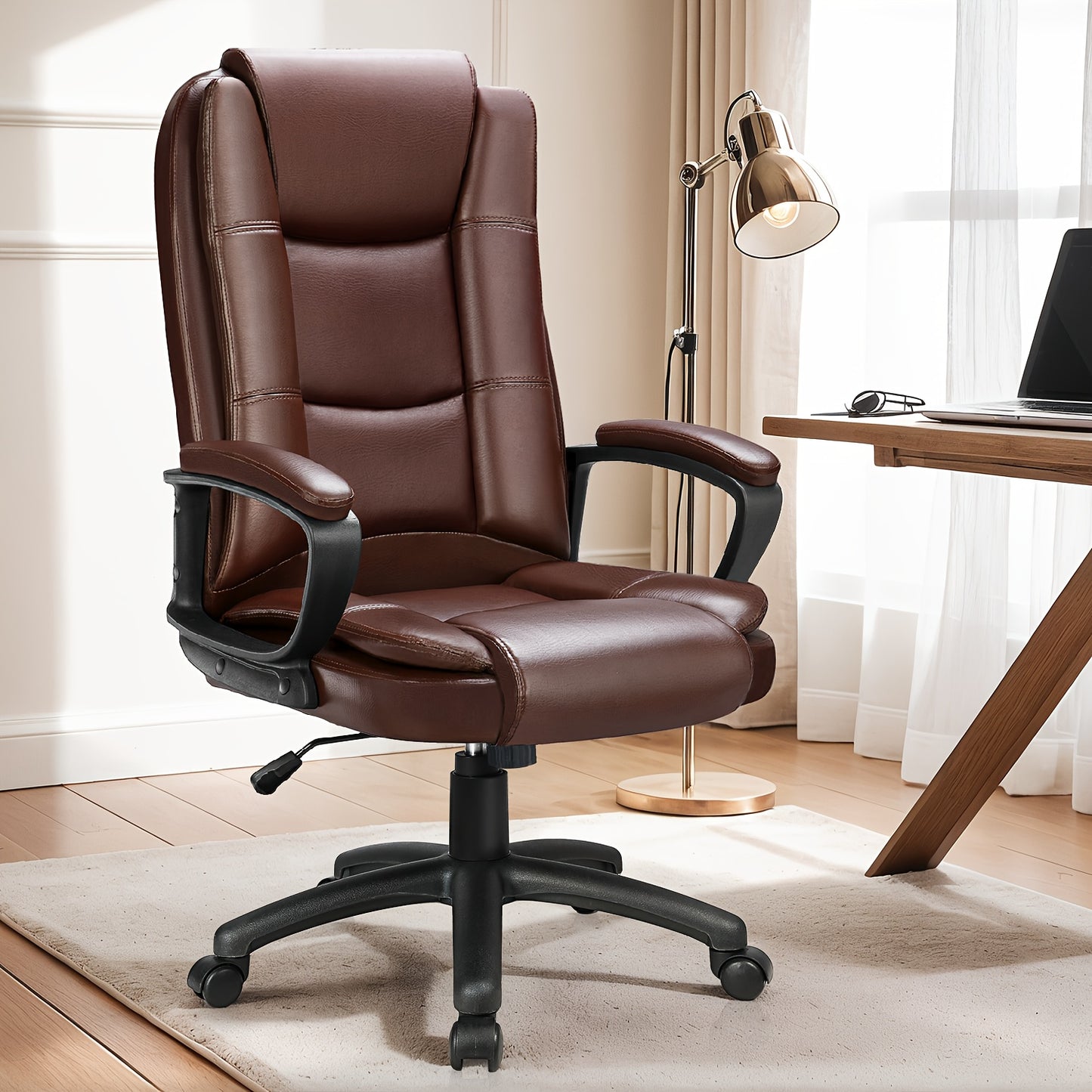 [Big And Tall Executive Chair] 400LBS High Back Ergonomic Adjustable Desk Chair, Faux Leather
