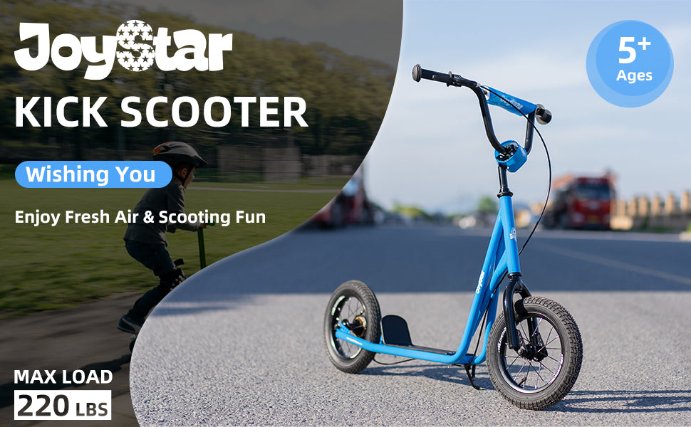 JOYSTAR Kick Scooter for Ages 5-9 Years Old Kids with 12 Inch Front and Rear Wheel, Rear V-Brake