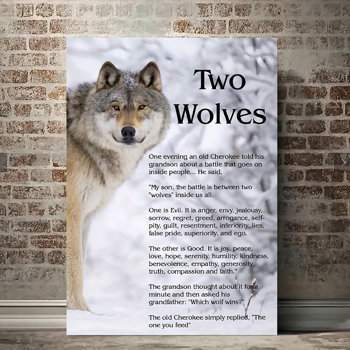 1pc Wooden Framed Canvas Painting Wolf Canvas Framed - Motivational Quotes Wolf Wall Art Prints