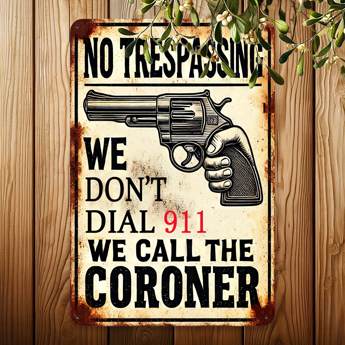 Festive 'No Trespassing' Sign: Wooden Safety Warning Decoration for Your Home - 20x30cm (8x12inch)