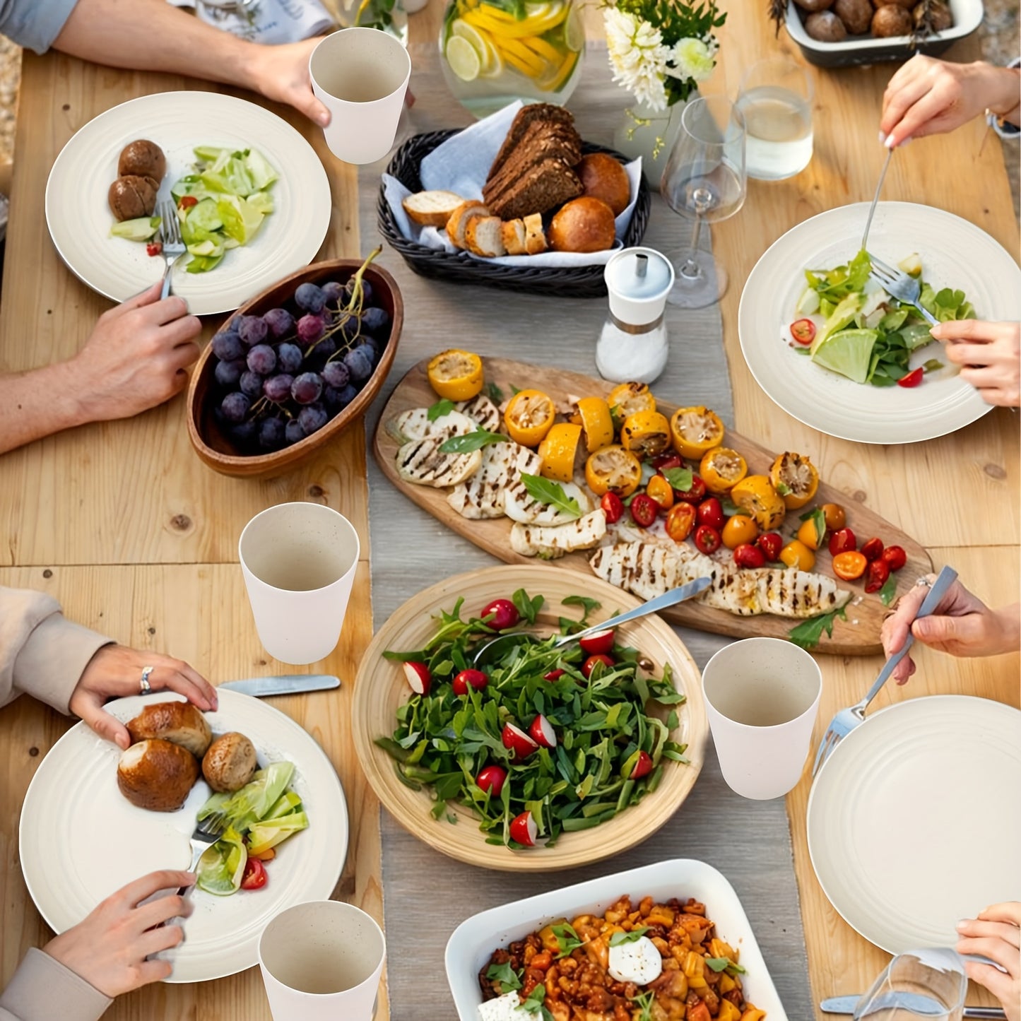 Unbreakable Plates, Bowls & Cups/Wheat Straw Tableware Set/4/16/32pcs Dishwasher Safe, Lightweight