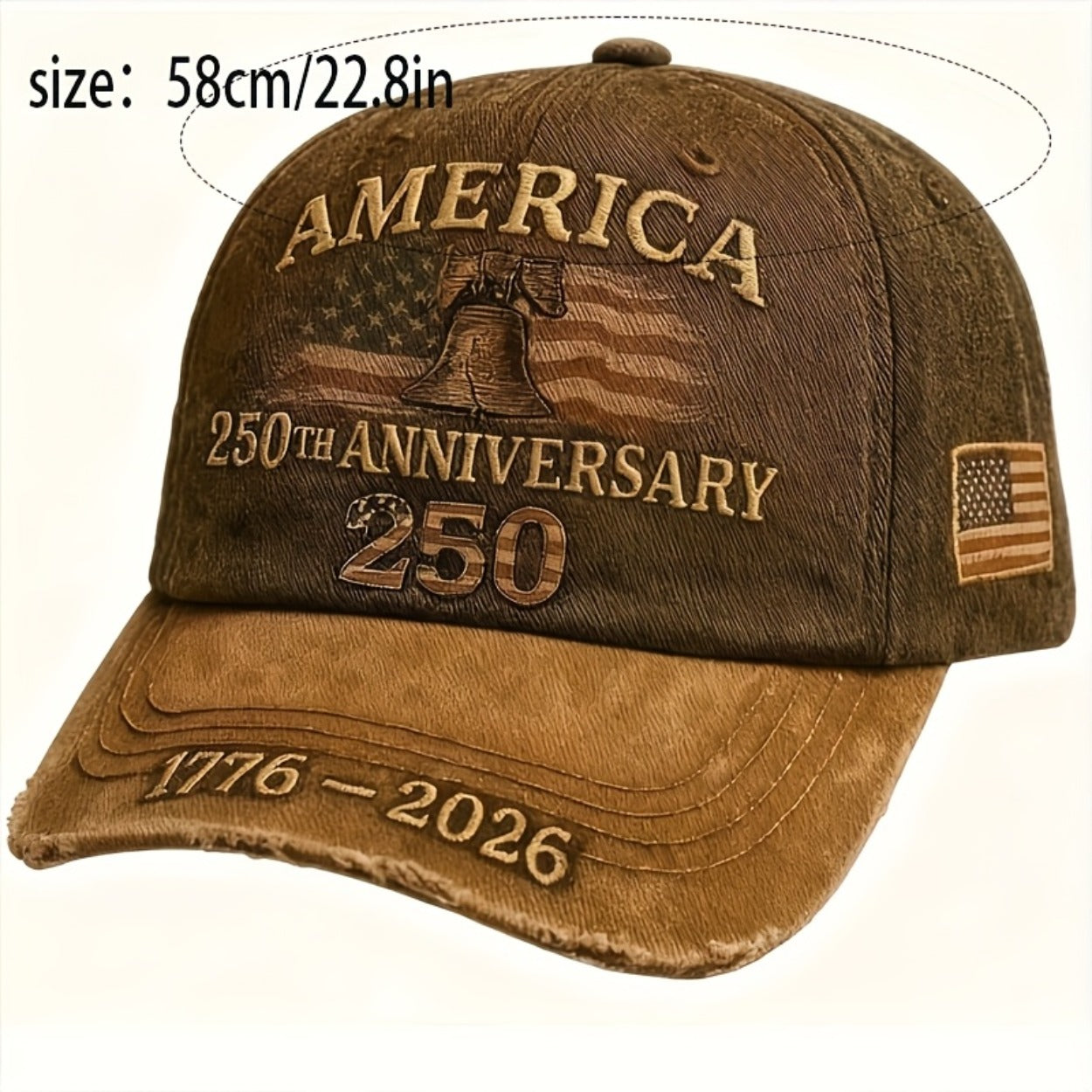 250th Anniversary Patriotic Baseball Cap | USA , Adjustable Retro Embroidered