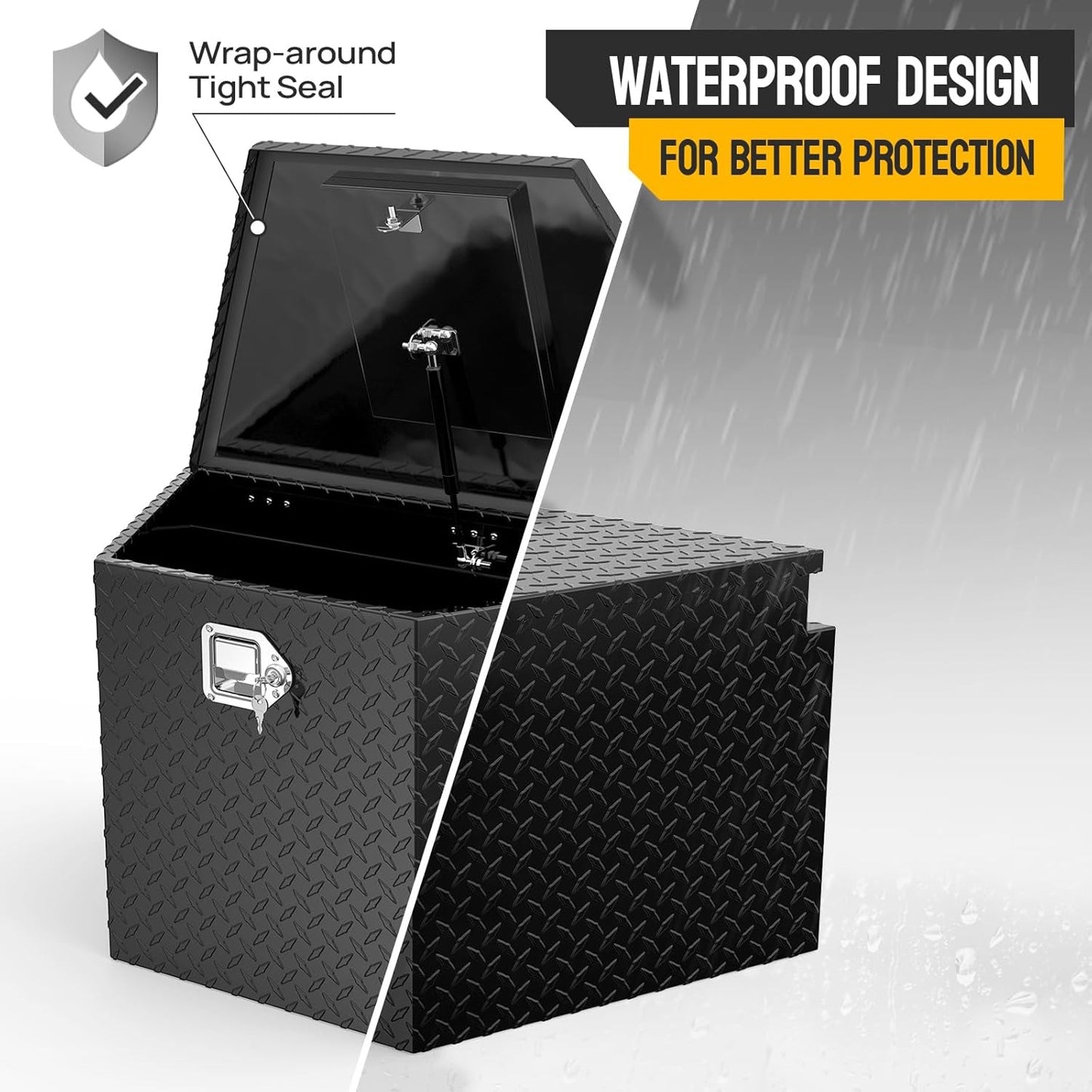 Aluminum truck toolbox with T-shaped handle lock and key, made of aluminum