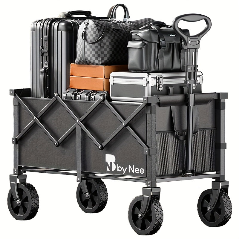 Heavy Duty Collapsible Cart With All Terrain Tires, Strong Load Bearing, Iron Frame, Track And Field