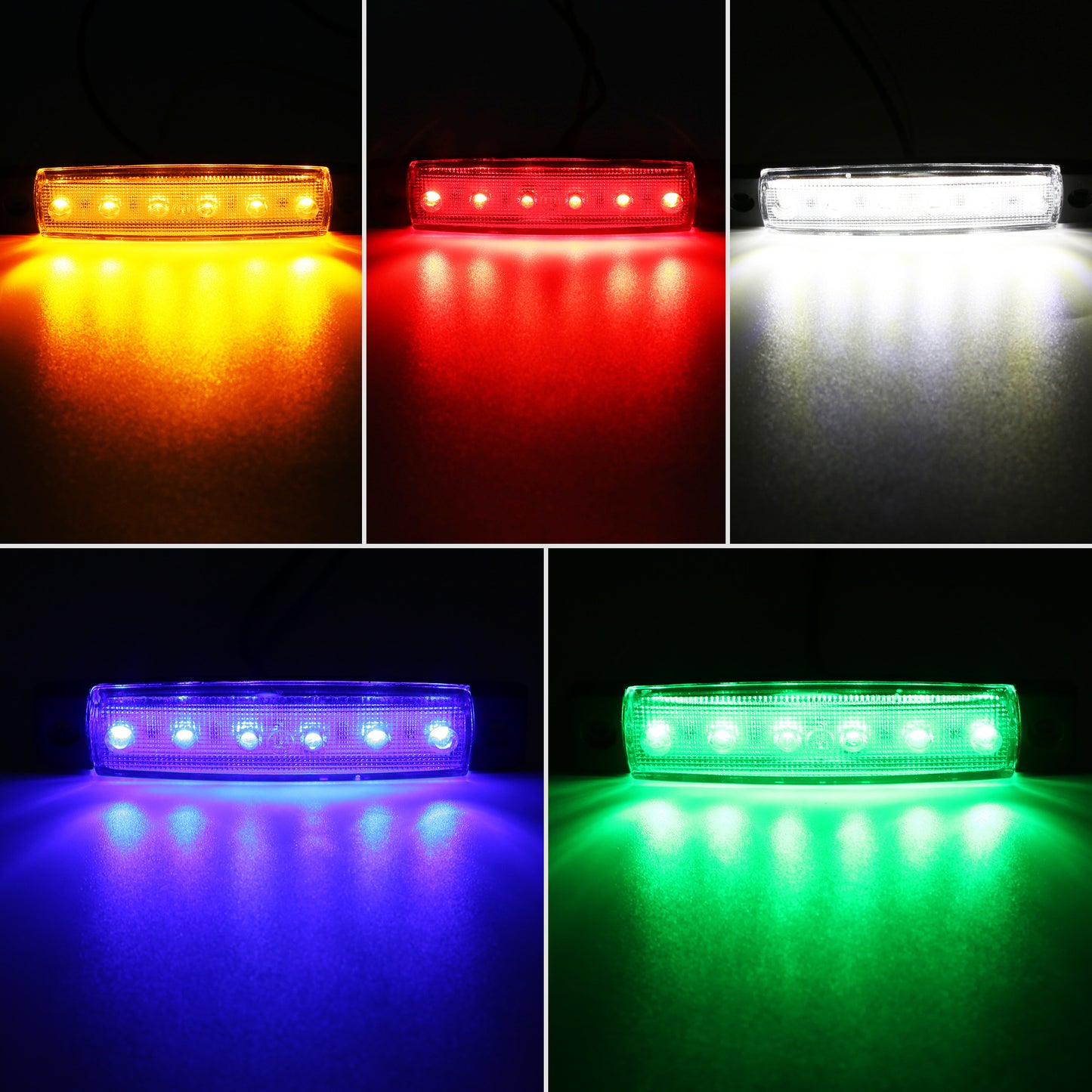 20pcs 12V (10 Red&10 Amber) 3.8" 6 LED Front Rear Side Marker Indicator Lights LED Lamp Indicator