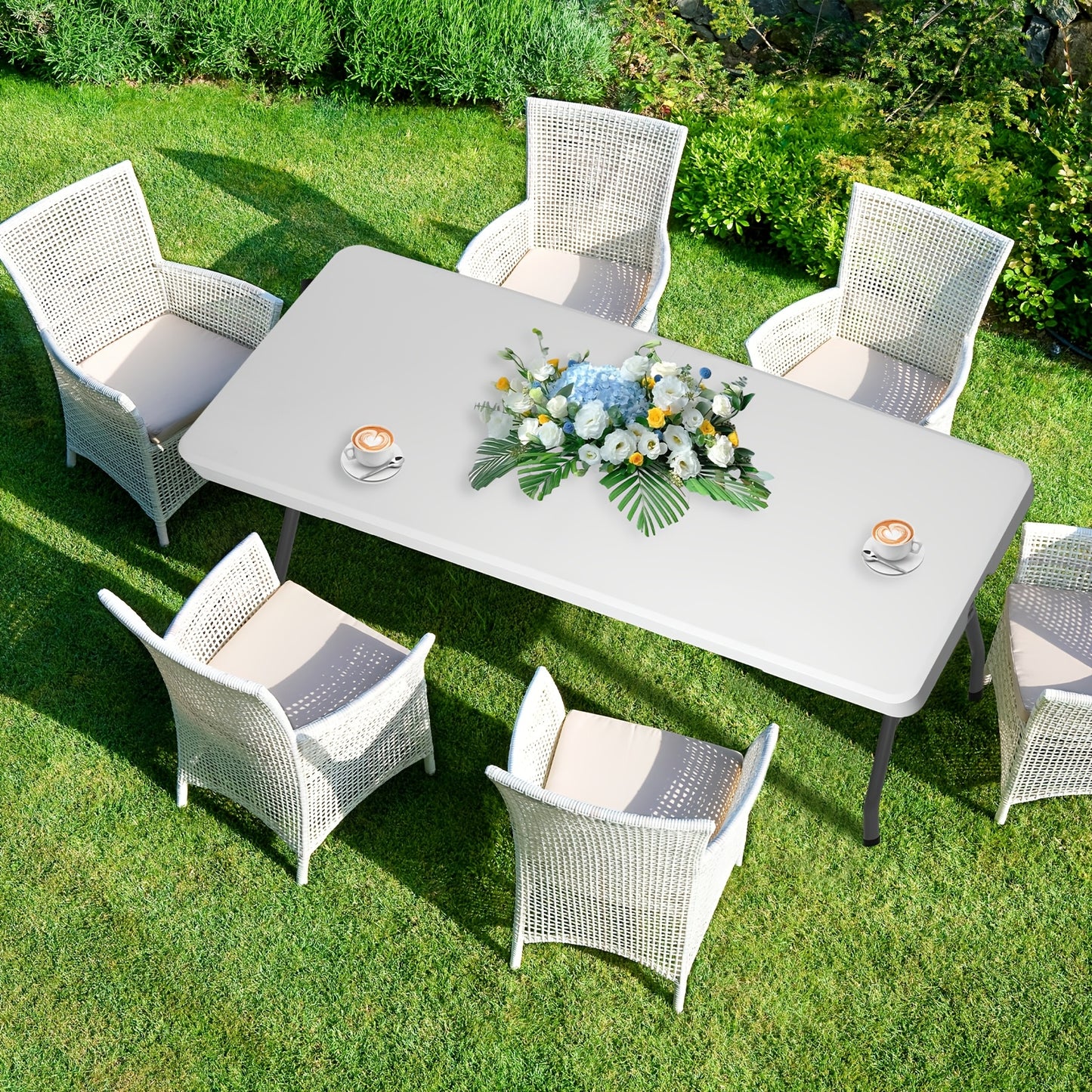 [Portable Folding Table] Portable 4ft/6ft Plastic Folding Table - White Dining Table