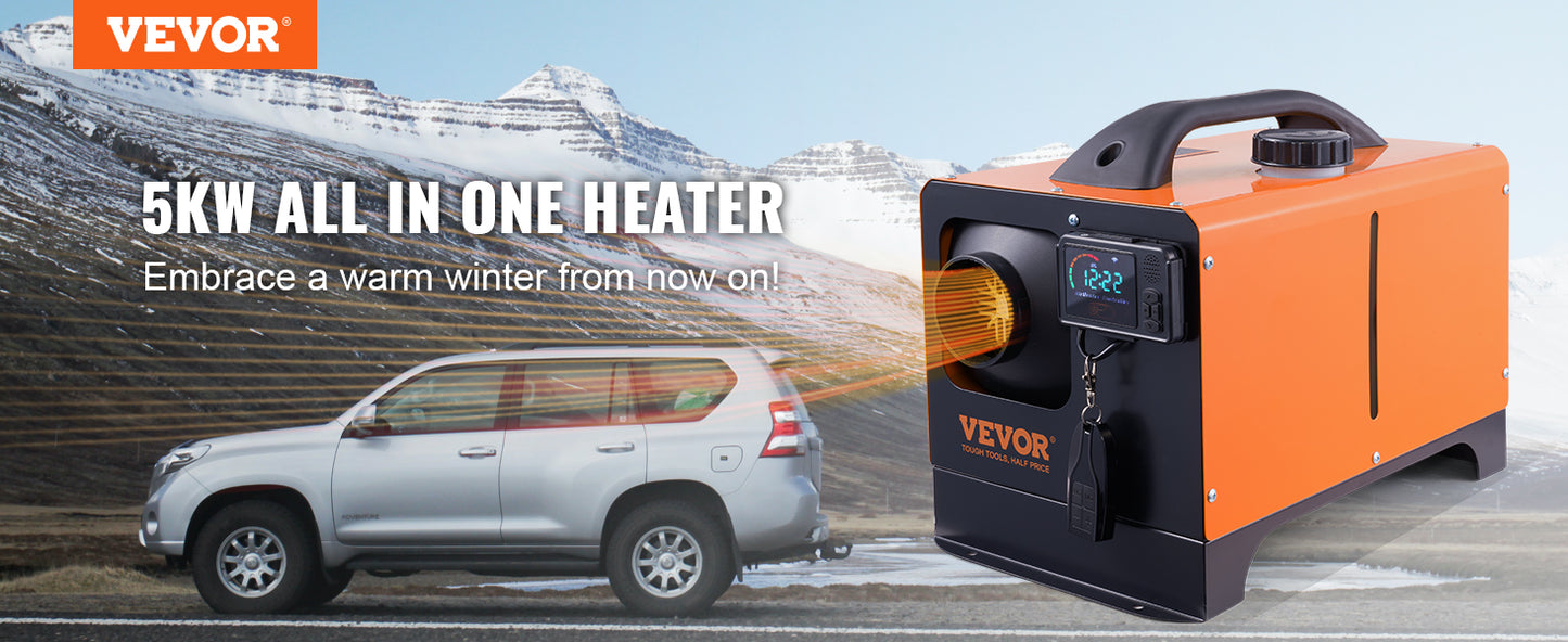 VEVOR Diesel Air Heater 5/8KW 12V All in One Car Heater with Silencer Remote Control