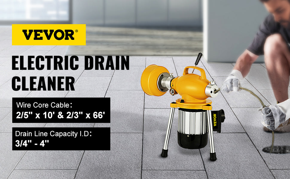 VEVOR Professional Dredge Machine 400W Electric Pipe Plunger Household Sink Sewer Toilet Blockage