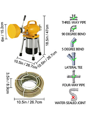 VEVOR Professional Dredge Machine 400W Electric Pipe Plunger Household Sink Sewer Toilet Blockage