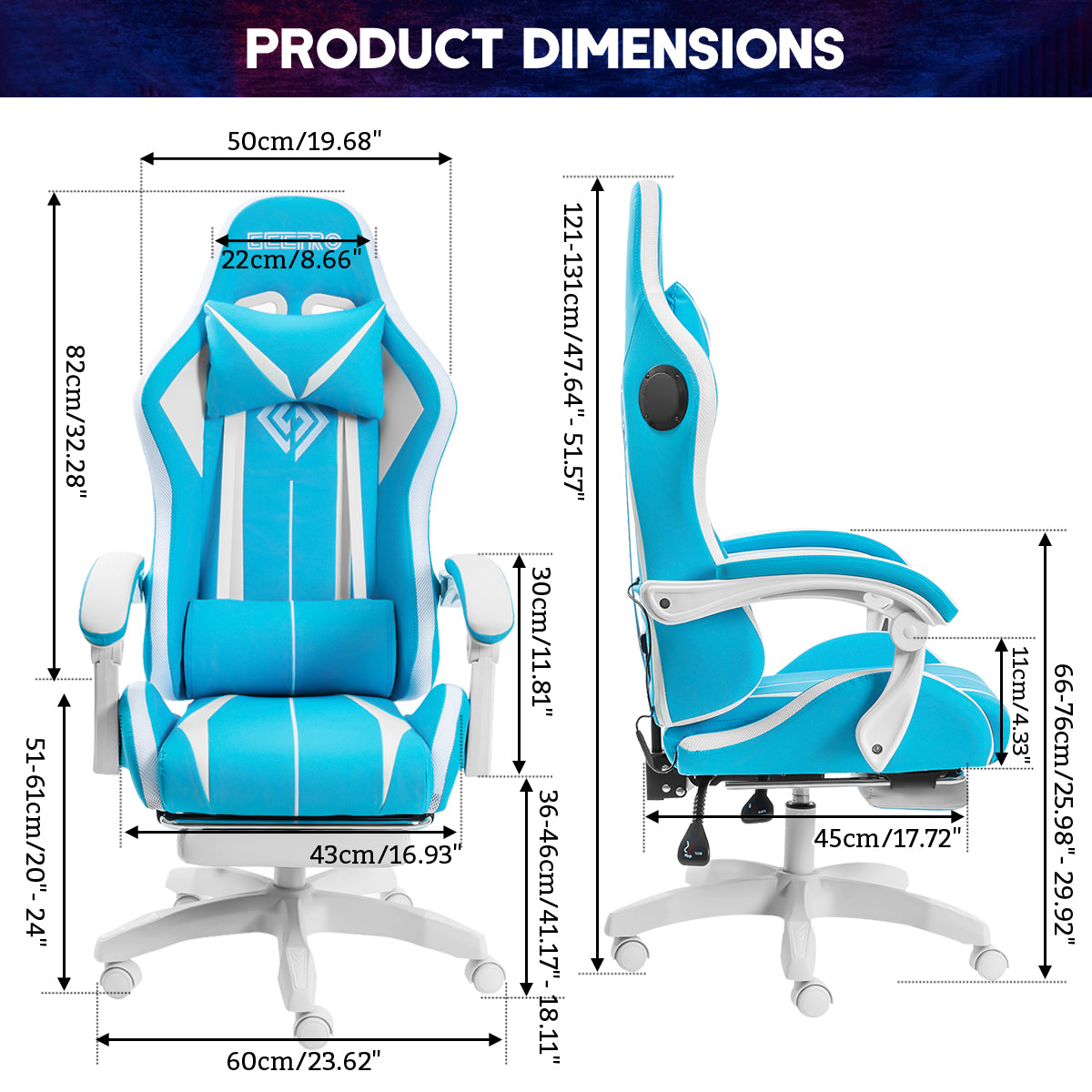 RGB Light Gaming/Computer/Office Chair 135 Degrees Swivel 2 Point Massage Recliner Bluetooth Speaker