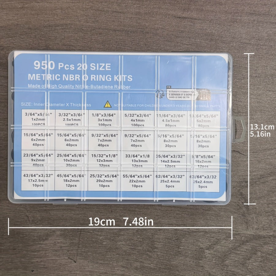 950pcs Nitrile O-Ring Seals Heavy-Duty Seal Kit, 20 Sizes/Pressure Washers, Pneumatics, Automotive