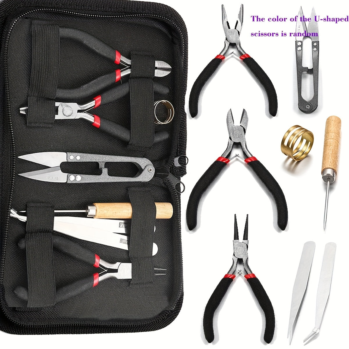 8pcs Jewelry Making Tools Kit, Round & Needle Nose Pliers, Diagonal Nose Pliers, Wire Cutters