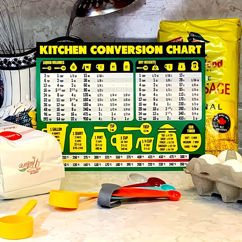 Kitchen Conversion Magnet/Imperial & Metric Chart For Cooking-Baking/Weight, Liquid & Temp 6"x8"